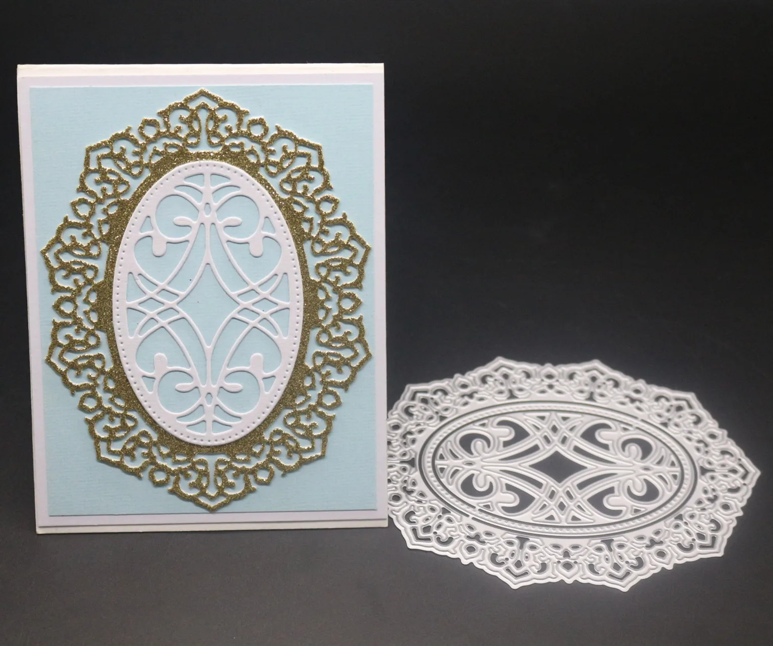 

Adv-one Oval Pierced Frame Metal Cutting Dies Stitch Embossing Die Stencil for DIY Scrapbooking Album Card Decorative