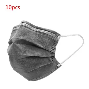 

10Pcs/Set Disposable Anti-Haze Mouth Mask 3-Layers Earloop Dustproof Face Cover with Activated Carbon Filtration
