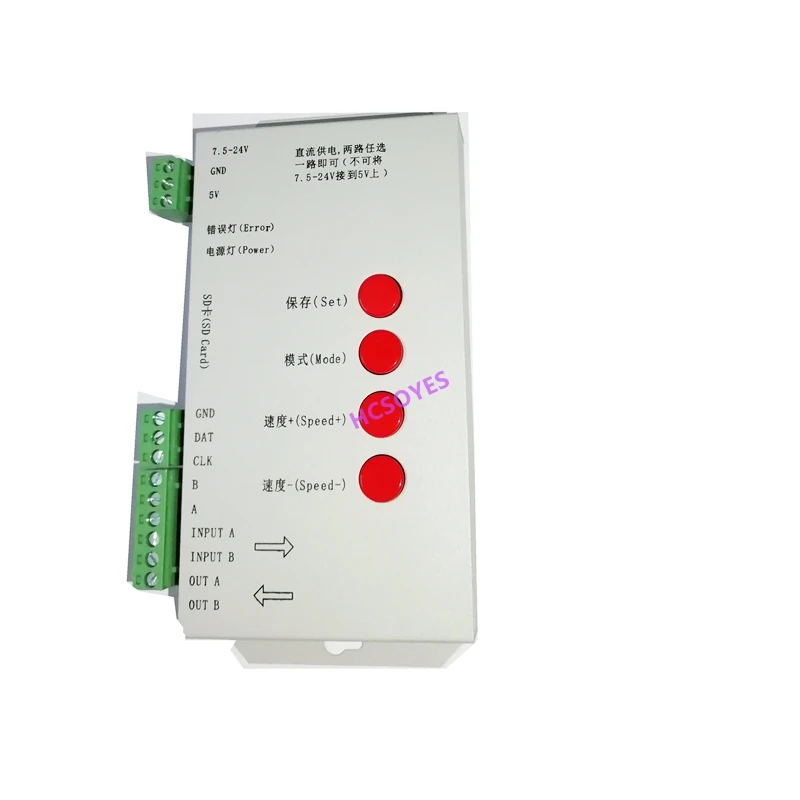 T1000S SD Card APA102 WS2801 WS2811 WS2812B LPD6803 DMX512 LPD8806 LED 2048 Pixels Controller DC5~24V T-1000S RGB Controller