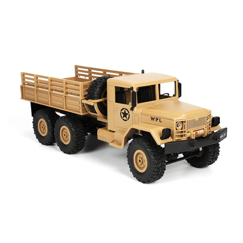 WPL B-16 1/16 2,4G 4WD внедорожник RC Военный Грузовик Рок Гусеничный армейский автомобиль желтый