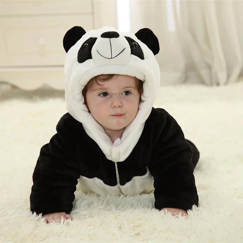 Baby Thicken Cotton Panda Kigurumi Pajamas Clothing Newborn Infant Romper Onesie Animal Anime Costume Hooded Winter Jumpsuit