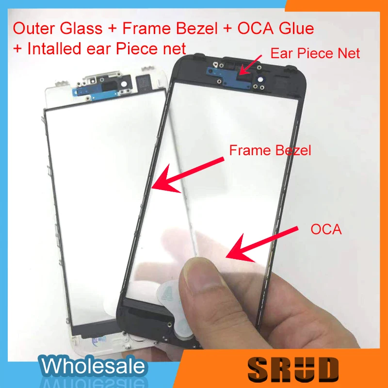 10 шт. аналогичный- 3 в 1 внешнее стекло+ OCA+ рамка ободок для Iphone 11 Xr 8 7 6 6s Plus 5 5S lcd Сенсорное стекло запасные части