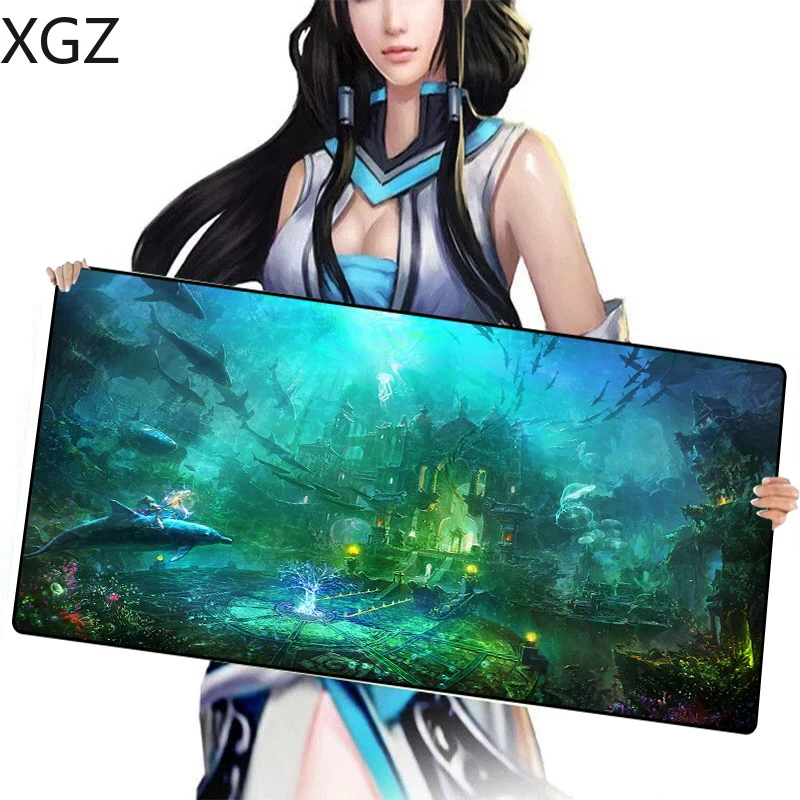 

XGZ Fantasy Underwater World Large Mousepad Game Pc Keyboard Pad Non-slip Black Lock Natural Rubber Gaming Mouse Diy DOTA2
