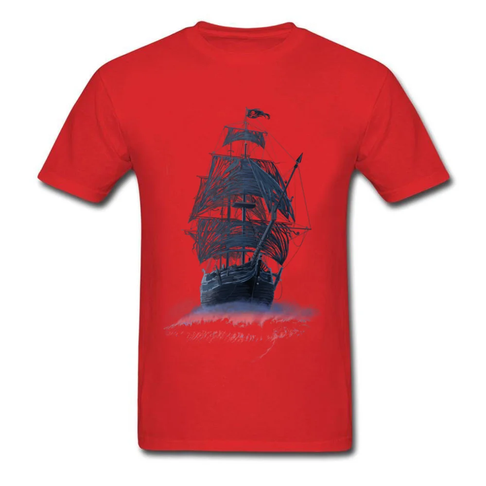 Company Mens Tops Tees Ghost_Pirate_Ship_6711 Normal T-shirts 100% Cotton Short Sleeve Geek T Shirts Crew Neck Ghost_Pirate_Ship_6711 red