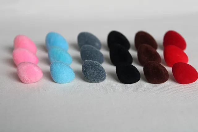50pcs 12mm 15mm 18mm 20mm 22mm 24mm 26mm  pink/red/black/brown gray blue  flocking  Triangular safety toy nose with soft washer 2