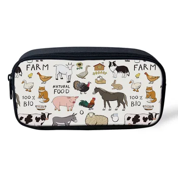 

Casual Cosmetic Bag Cow Pig Goat Chicken Duck Letters Makeup Travel Bag Zipper Pencil Case Office Student Stationery