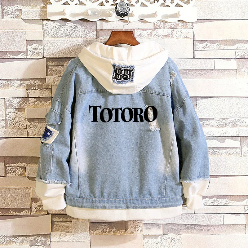 Толстовки Тоторо Мужская джинсовая куртка Tonari no Totoro Аниме толстовки с капюшоном мужские уличные костюмы для косплея