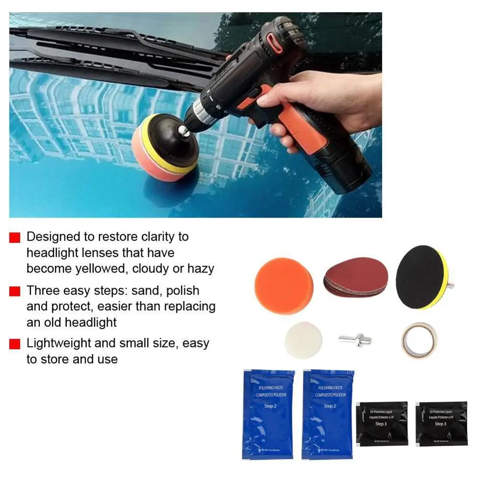 

Useful Car Headlight Lens Restoration Kit Headlamp Polishing Cleaner Repair Tool Car Accessories