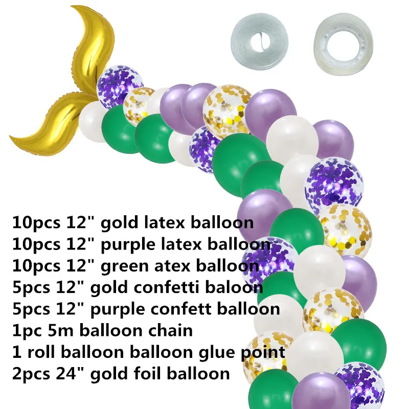 1 комплект Русалочка хвост принадлежности для вечеринки воздушный шар гирлянда набор под морем вечерние Арка с воздушными шарами ребенок душ Девочка День рождения украшение