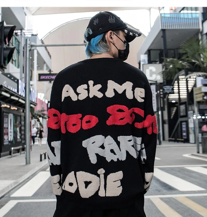Aelfric Eden модный мужской свитер с буквенным принтом осень Harajuku хип хоп топы оверсайз Повседневная Уличная одежда пуловер верхняя одежда