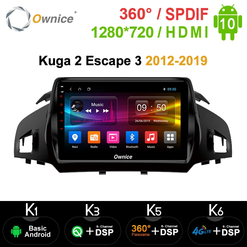 Ownice K3 K5 K6 Octa eight Core Android10.0 автомобильный радиоплеер GPS Navi для Ford Kuga 2 Escape 3 2012 2019 4G LTE DSP
