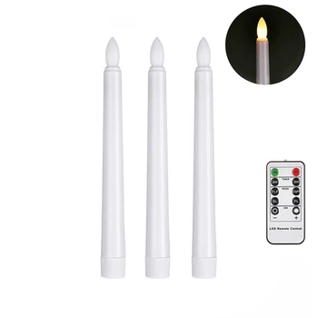 

3 Pack Taper Dinner Led Candle with Remote Timers Flickering Flameless Led Electric Candle Light 8 Inch