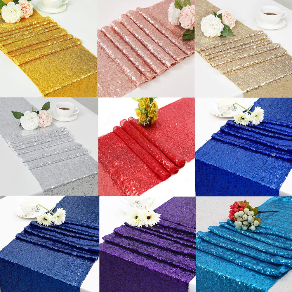 

Sequin Tablecloth Flag Rose Gold Table Runners Glitter Event Party Decoration for Wedding Birthday Hotel Table Cloth