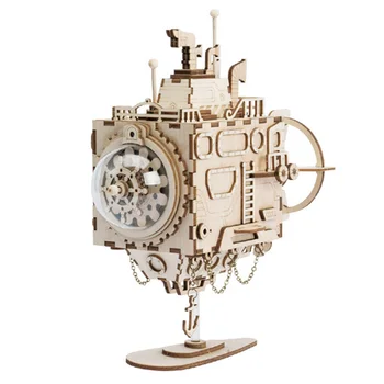 

Wooden Music Box Kit DIY Crank Musical Mechanism 3D Wooden Model Building Cabin 131X146X146mm TB Sale