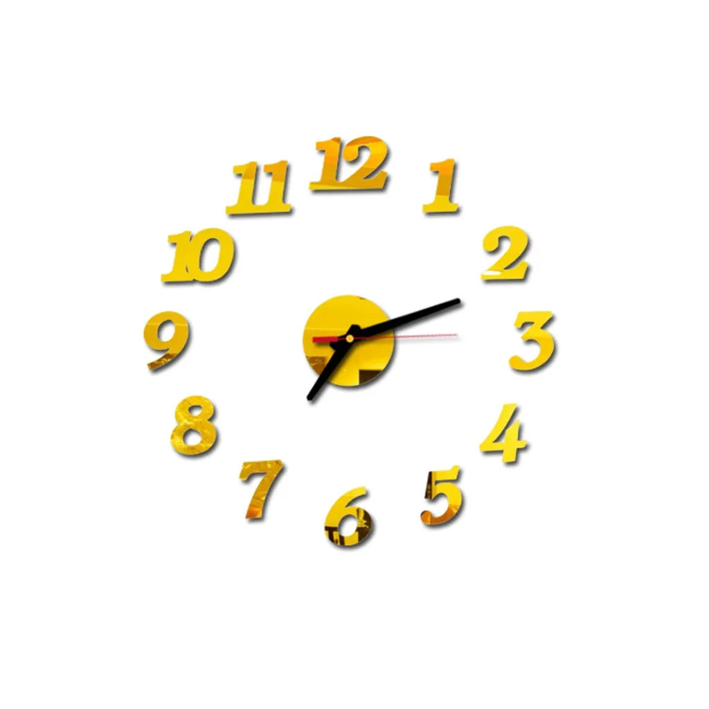 2019Top настенные часы Стикеры s акриловое зеркало Стикеры часы украшения дома Декор в гостиную Reloj - Цвет: Gold