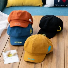 Стиль, однотонный цвет, погода, вышивка утка, язык, берет, простая повседневная восьмиугольная кепка, Джокер, маляр, шапка для детей 03