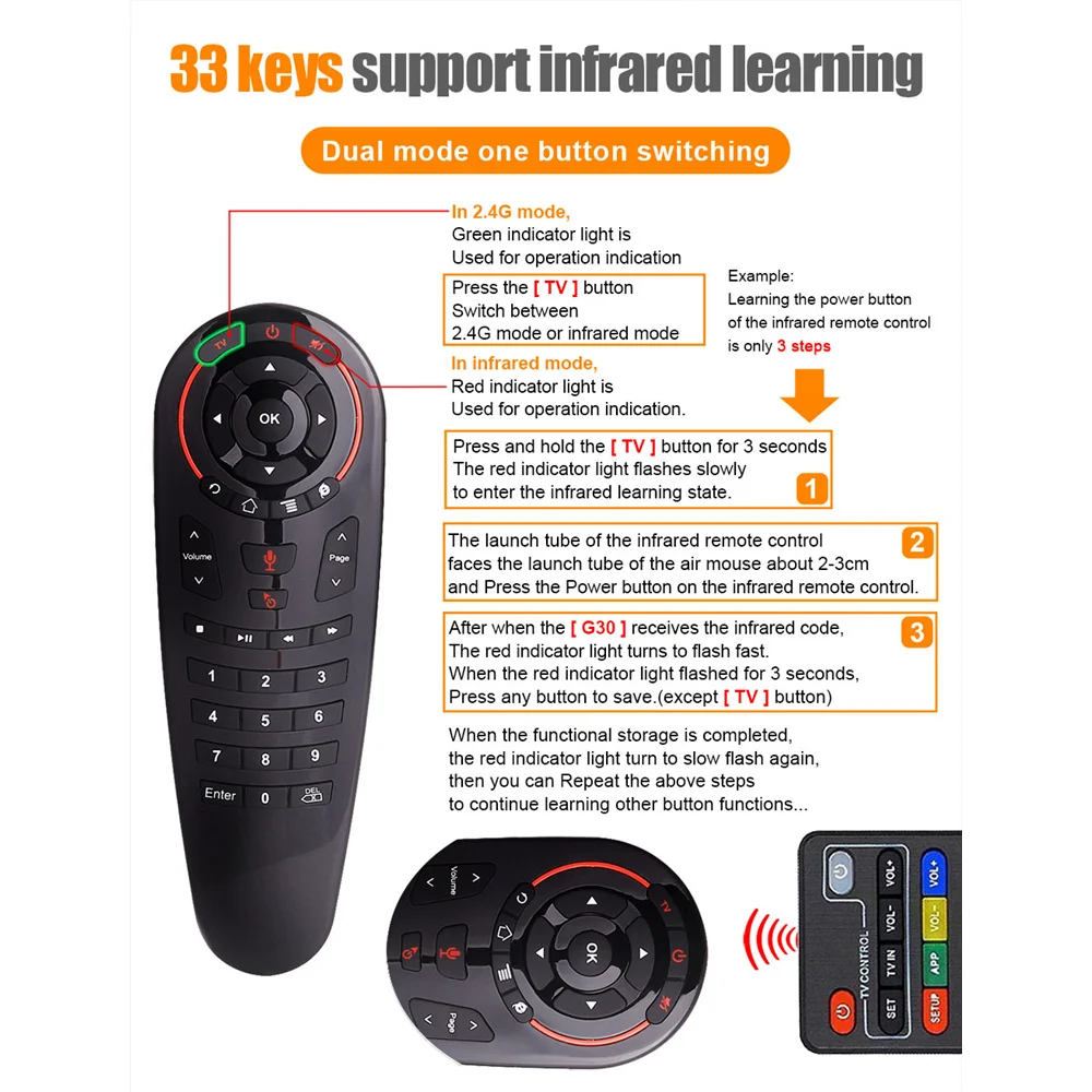 L8star G30 G30S воздушная мышь дистанционная программа IR Learning RF 2,4G 433 Беспроводная клавиатура управление для Android 9,0 Smart tv box голос
