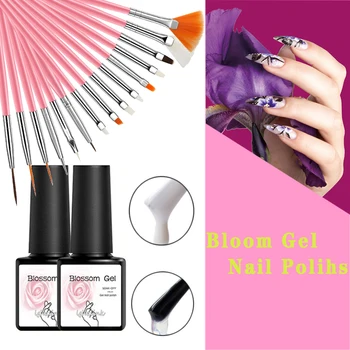 

UV Gel Polish Nail Art Blooming Flower Pattern UV Led Nail Gel Polish white Transparent Gel Nail Varnish Top Coat Gellak