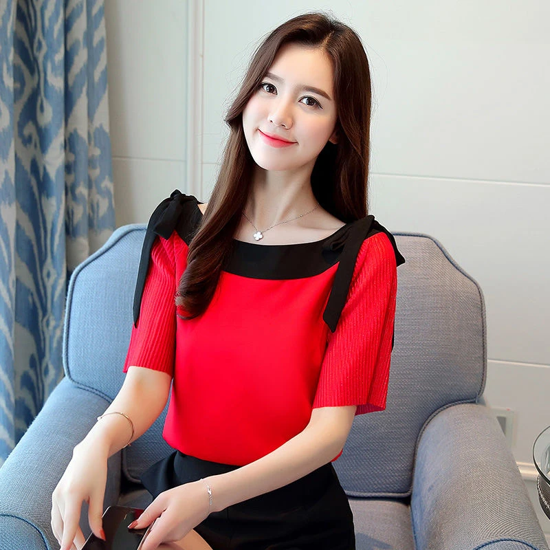 Women Spring Summer Style Chiffon Blouses Shirts Lady Casual Short