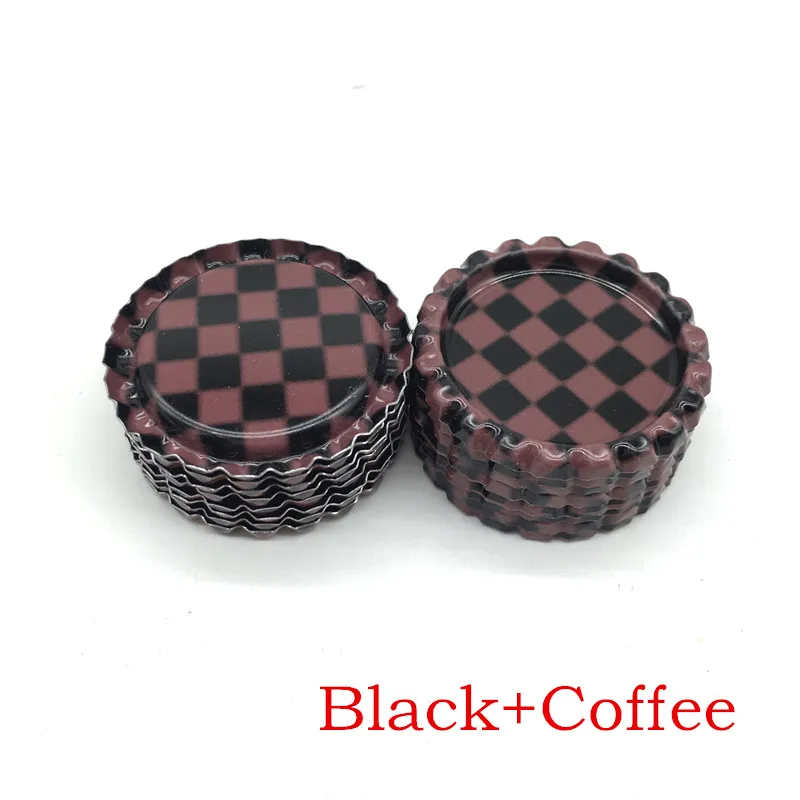 Новое поступление, 24 цвета, с обеих сторон, металлические фланцевые крышки для бутылок без отверстий, плоские крышки для бутылок для ожерелья, украшения для волос - Цвет: Black coffee