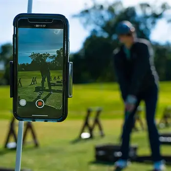 

Golf Cell Phone Holder Swing Recording Works with Most Smart Phone Clip Mount for Golf Training Alignment Sticks Accessories