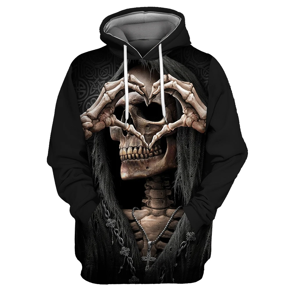 Showtly Horro Skull Mens Hoodies Jack Skellington Halloween Costumes Casual Anti Social Club Man Streetwear