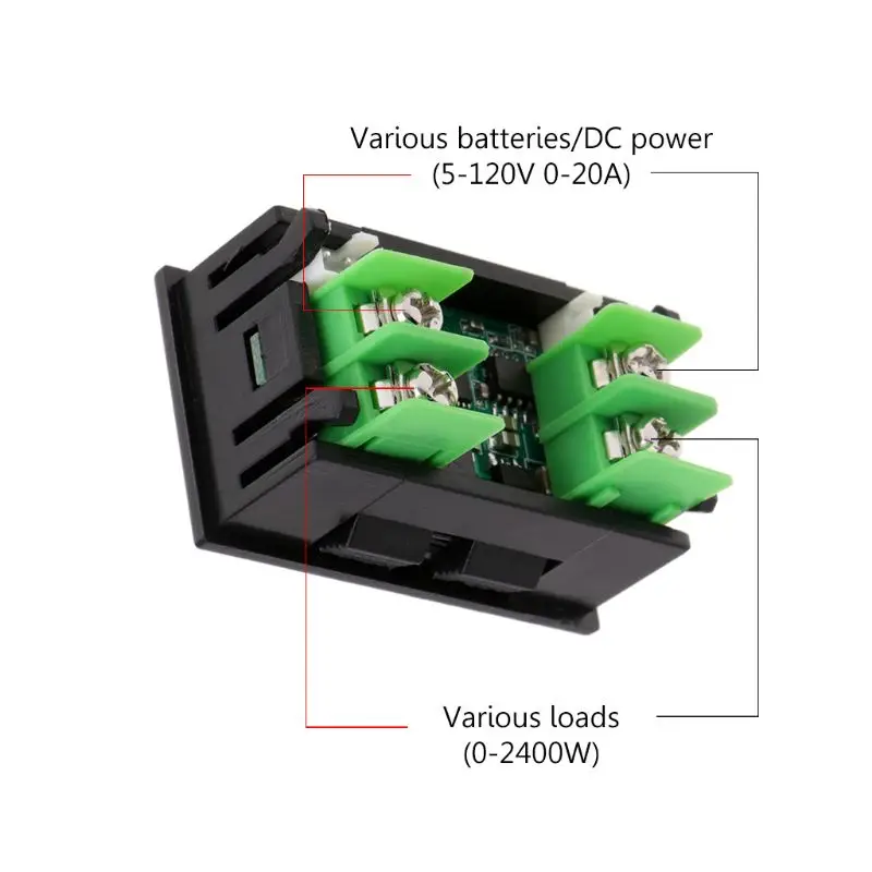 120V 20A цифровой вольтметр постоянного тока измеритель напряжения тока ЖК-тестер зарядного устройства