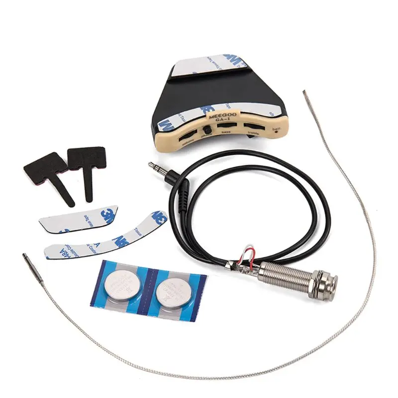 Acoustic Guitar Soundhole Preamp Piezo 3 Band Pickup Eq With Microphone