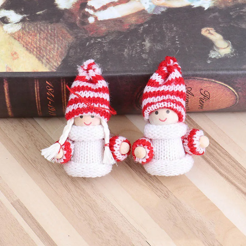 2pcs Christmas Knitted Doll Christmas Pendants Decorative Christmas Tree Hanging Ornaments Desktop Ornaments Holiday - Цвет: B