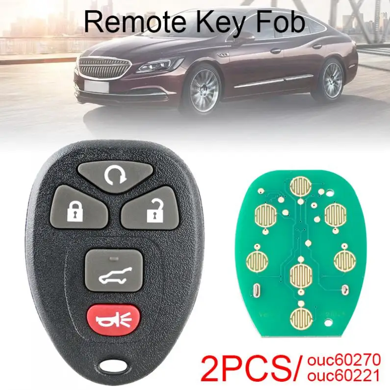 2PCS 4+1 BUTTONS CAR REMOTE KEY FOB C60270 / OUC60221 FIT FOR CHEVY SILVERADO TRAVERSE AVALANCHE EQUINOX EXPRESS