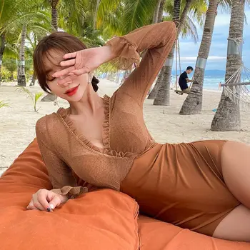 

Swimsuits Woman 2020 One Piece Swiming Suit Women Beachwear Swimsuit One-Piece Suits Ancient Hot Bathing Female Plaid Cotton