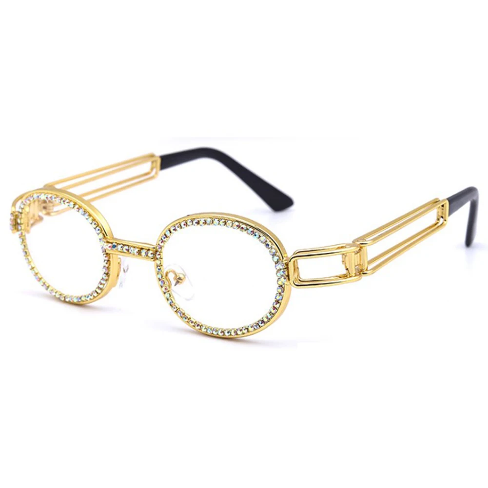 Алмазные рапперы очки со льдом блестящие солнцезащитные очки с металлической оправой PC объектив очки PI669 - Цвет: Белый
