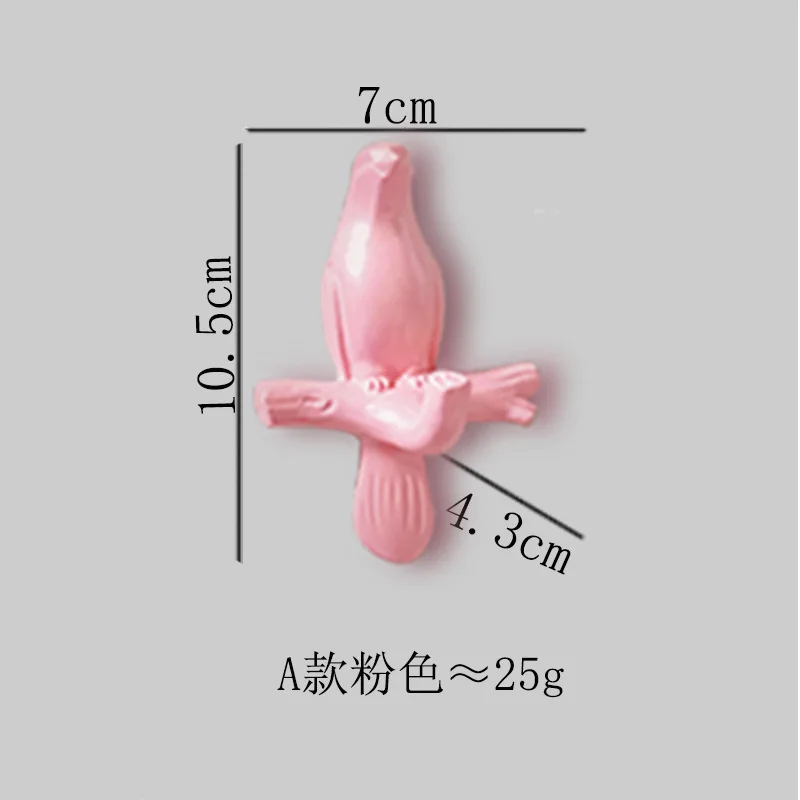 Полимерные крючки в виде птиц, настенные украшения для спальни, двери, бесшовные крючки для ключей, крючки, вешалка для одежды, держатель для ключей, настенные знаки, домашний декор - Цвет: A pink