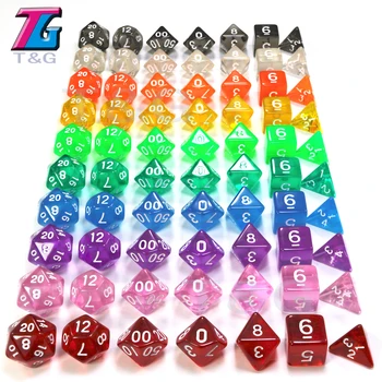 

7pc/lot High Quality Blue Transparent Dice D4,6,8,10,10%,12,20 Set Roll A