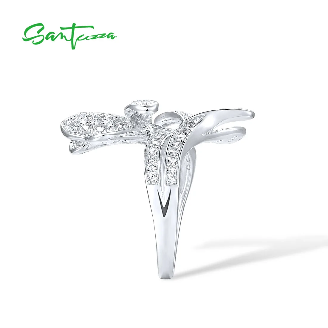 SANTUZZA 100% 925 Sterling Silver Rings For Women Sparkling
