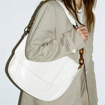 

Solid Color Black Pu Leather Bags For Women 2020 Acrylic Chain Shoulder Bags High Quality Totes Bag Shopper Bag Lady Handbags