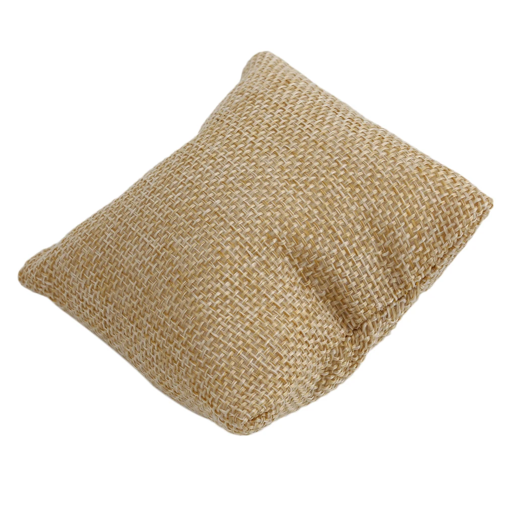 12 Слоты подушки Часы Коробки Браслет Дисплей Светло желтый Burlap часы хранения