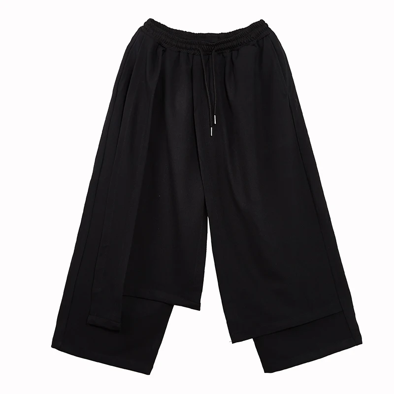 Men's nine minute trousers spring and summer new loose yamamoto style men's and women's skirt trousers fake 2 pieces