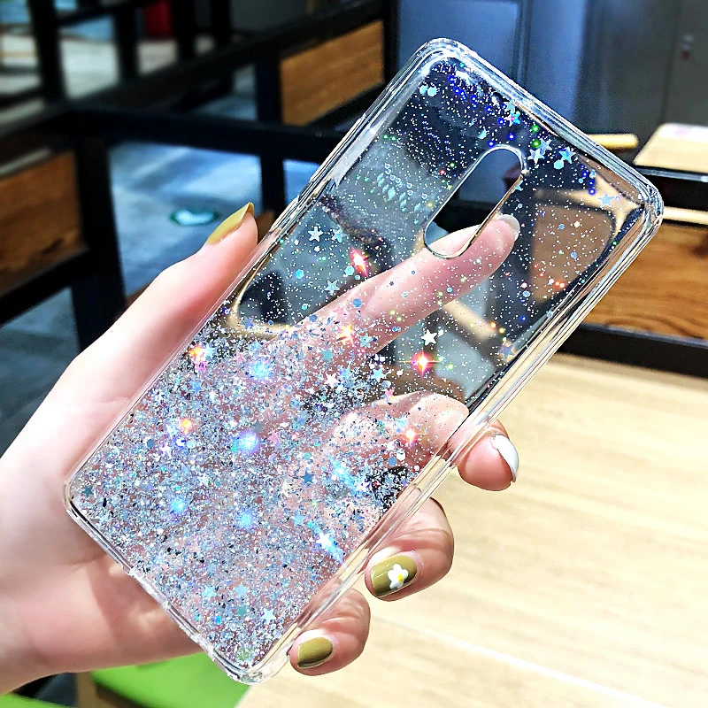 Блестящая прозрачная сумка для Samsung S7 edge S8 S9 S10 plus Star Note8 Note9 мягкая