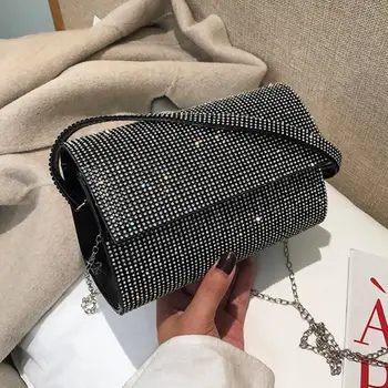 

Small Women Shoulder Bags Pu Leather Crossbody Bags For Female Elegant Diamond Tote Bag Women's Designer Handbag Chain