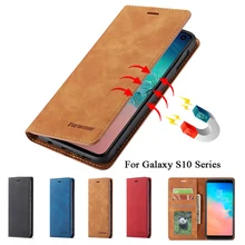 Роскошный кожаный чехол-бумажник с откидной крышкой для телефона samsung Galaxy S10 Plus+ S10e S 10 E Lite с магнитной подставкой для карт Galaxy S10 S10Plus