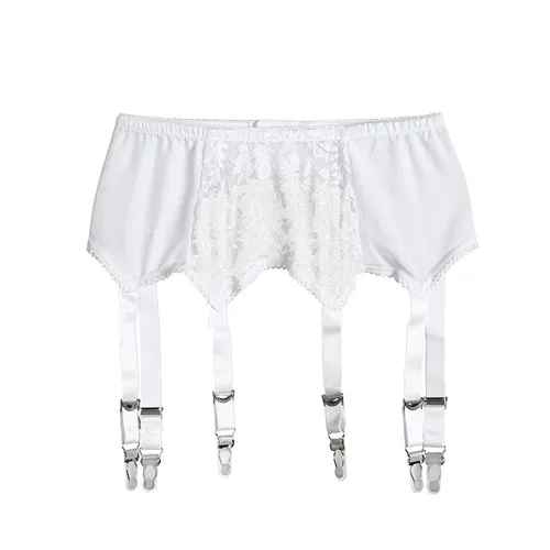 White XXL 1Pcs Hot Women Sexy Leg Garter Belt With 6 Wide Straps Ladies Mesh Elastic Leg Strap Sexy Lingerie Erotic Thigh-Highs Stockings - Цвет: White XXL