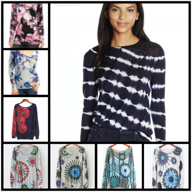 

Female desigual, a Spanish designer of vintage matte pullover sweaters in bold patchwork colors