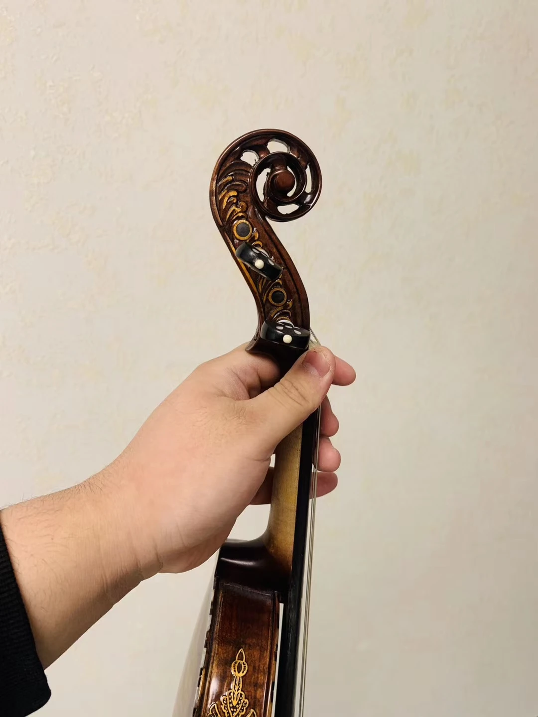 Fingerboard Carved inlaid shells Bird's Eye Maple！4/4 3/4 Stradivarius Violin violino Best Tone! bow case strings Aubert Bridge!
