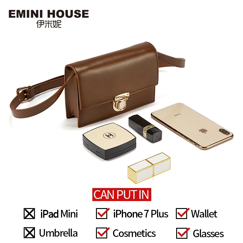 EMINI HOUSE висячий замок, сумки на пояс, разделенная кожа, сумки через плечо для женщин, роскошные сумки, женские сумки, дизайнерские дамские сумочки