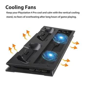 

Cooling Charging 2 in 1 Vertical Stand for PS4 Pro with Game Console Cooler Dock