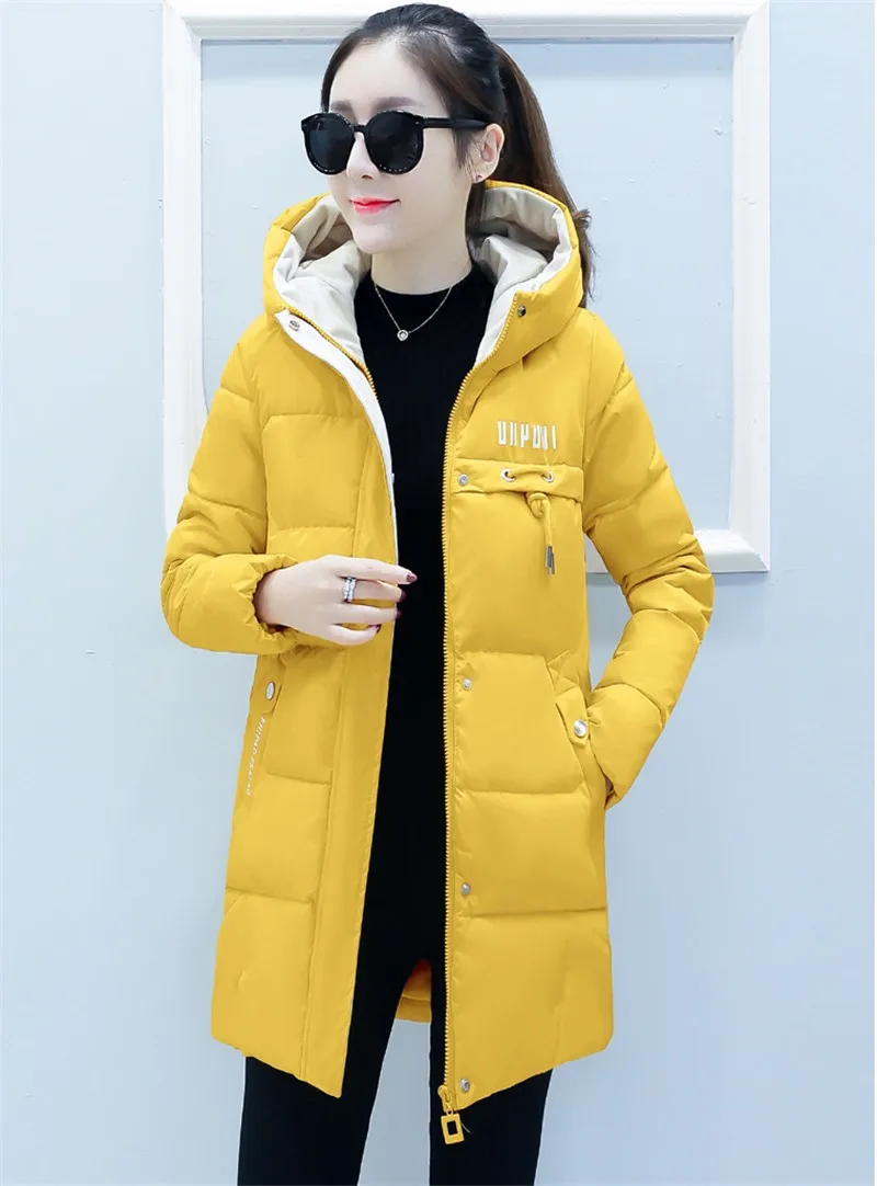 New Winter Women Casual Long Sleeve Hooded Jackets Loose Warm Middle School Student Cotton Coat Female Coats Zipper Outerwea