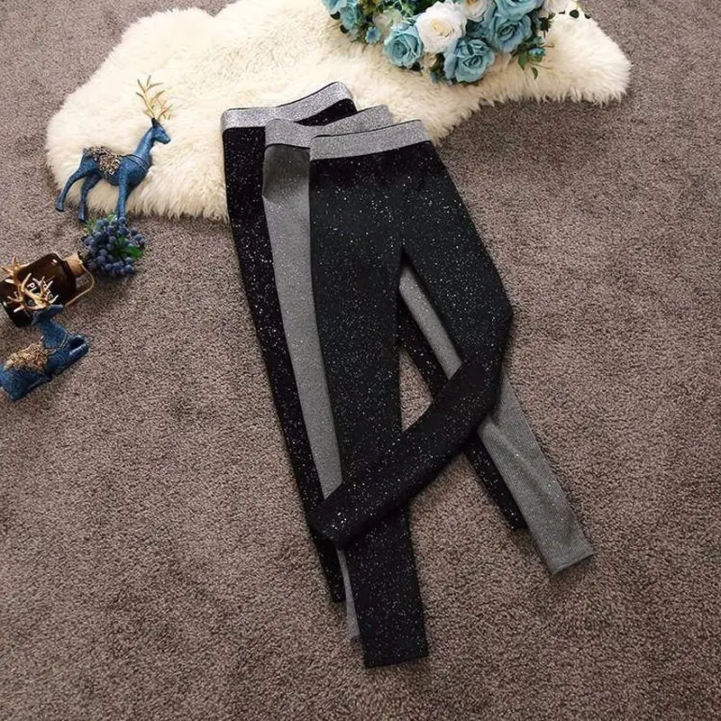 

Женские леггинсы Корейская версия новых леггинсов, брюки, с высокой талией, тонкие, универсальные яркие шелковые брюки, горячие леггинсы