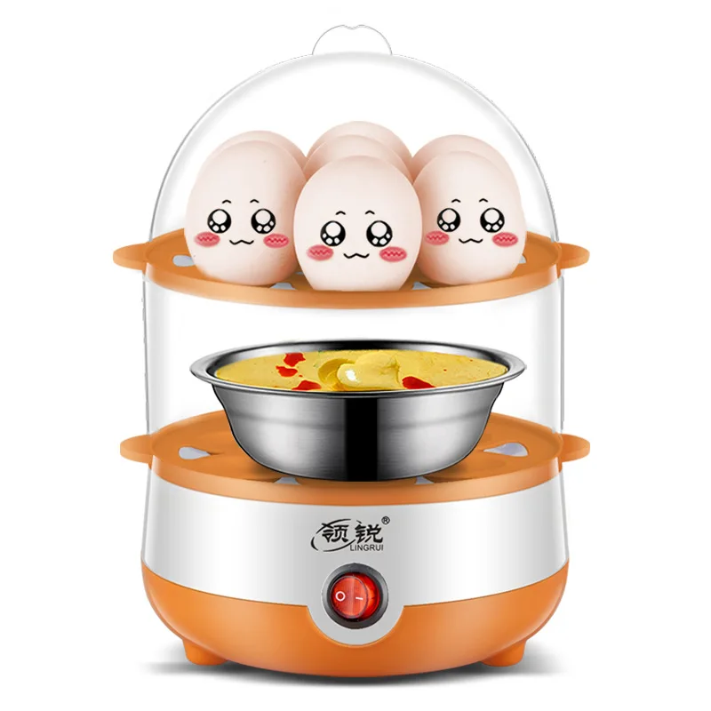 

Sharp Collar Double Layer Egg Boiler Automatic Power-off Mini Egg Steamer Household egg cokker Small Stainless Steel Foreign Tra