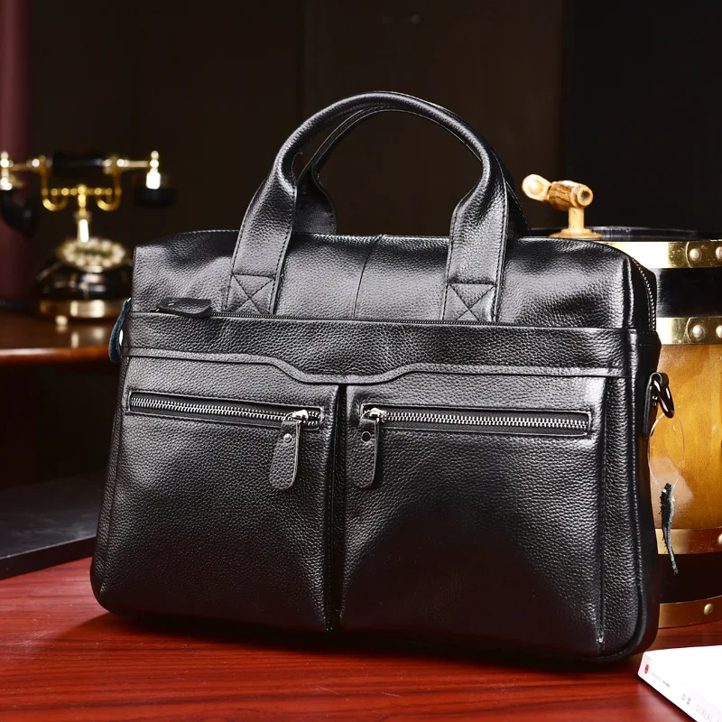 Винтажный портфель из натуральной кожи, сумка-мессенджер, мужская сумка через плечо, коричневый, черный, для работы, бизнеса, компьютера